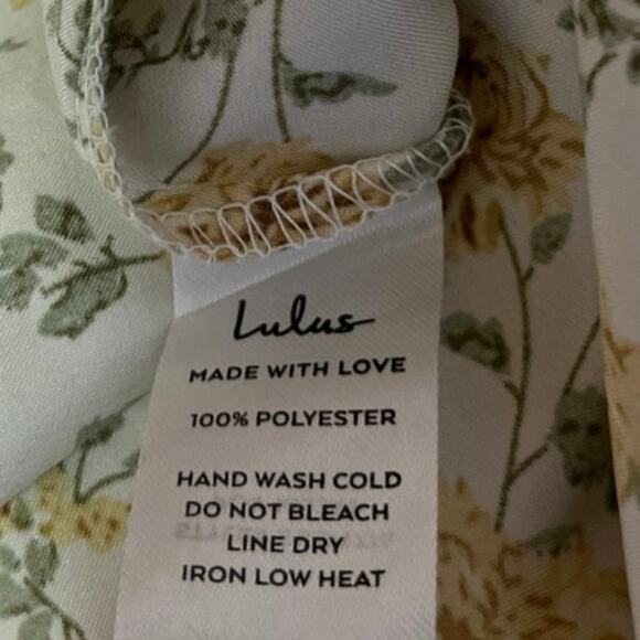 Lulus White Yellow Floral Silk Satin High Waisted Peasant Slip Midi Skirt Size M - Picture 6 of 6